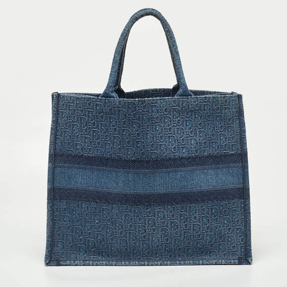 Dior Blue Oblique Denim Large Book Tote - Picture 5 of 9